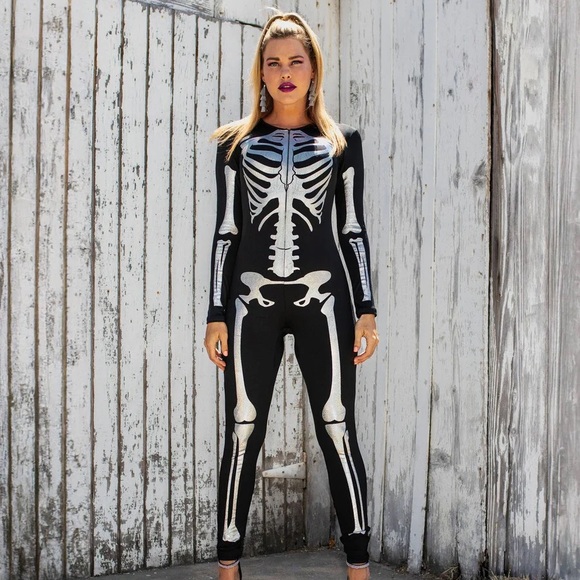 TIPSY ELVES SKELETON BODYSUIT BLACK & PURPLE SZ Halloween Plus XXL - Picture 4 of 7